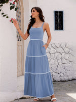 Vestido Feminino Elegante de Verão com Bolsos Laterais