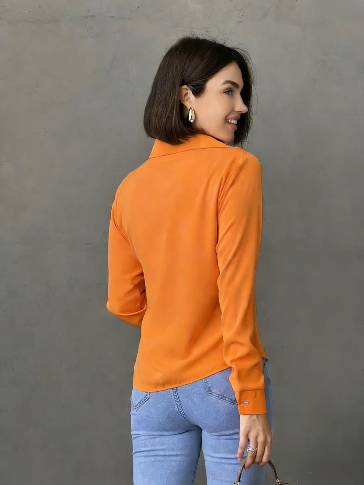 Camisa Feminina Manga Longa Gola Colarinho Lisa