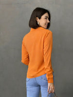 Camisa Feminina Manga Longa Gola Colarinho Lisa