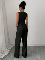 Conjunto Feminino 2 Peças Colete e Calça Pantalona Elegante