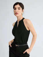 Blusa Feminina Gola Redonda Sem Manga Elegante