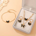 Conjunto de 4 Peças de Joias Quadradas Elegantes para Mulher, Incluindo um Colar, Anel e Brincos Deslumbrantes, Perfeito para o Dia dos Namorados, Casamentos ou Presentes do Dia da Mãe