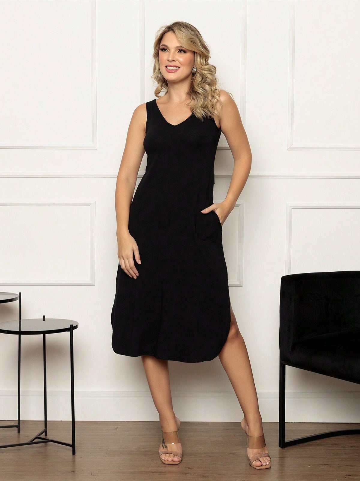 Vestido Midi Regata em Malha Confortável Feminino