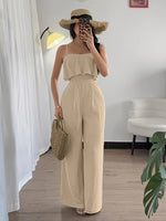 Macacão Feminino Elegante de Perna Larga com Cintura Marcada