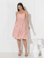 Vestido Midi Floral com Bojo e Alça Ajustável Feminino