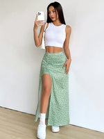 Saia Longa Floral Feminina com Fenda Lateral