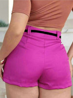 Short Feminino Alfaiataria com Cinto Cintura Alta