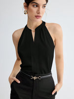 Blusa Feminina Gola Redonda Sem Manga Elegante