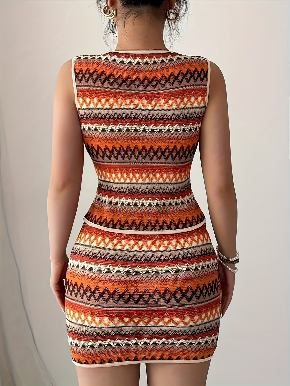 Conjunto Feminino 2 Peças Estampado Boho com Saia Justa