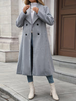 Casaco Feminino Longo de Abotoamento Duplo para Inverno