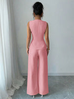 Conjunto Feminino 2 Peças Colete Acinturado e Calça Pantalona
