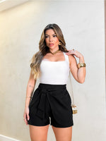 Short de Alfaiataria Feminino com Amarração e Cintura Alta