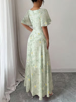 Vestido Feminino Chiffon Estampa de Borboletas Elegante