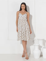 Vestido Midi Floral com Bojo e Alça Ajustável Feminino