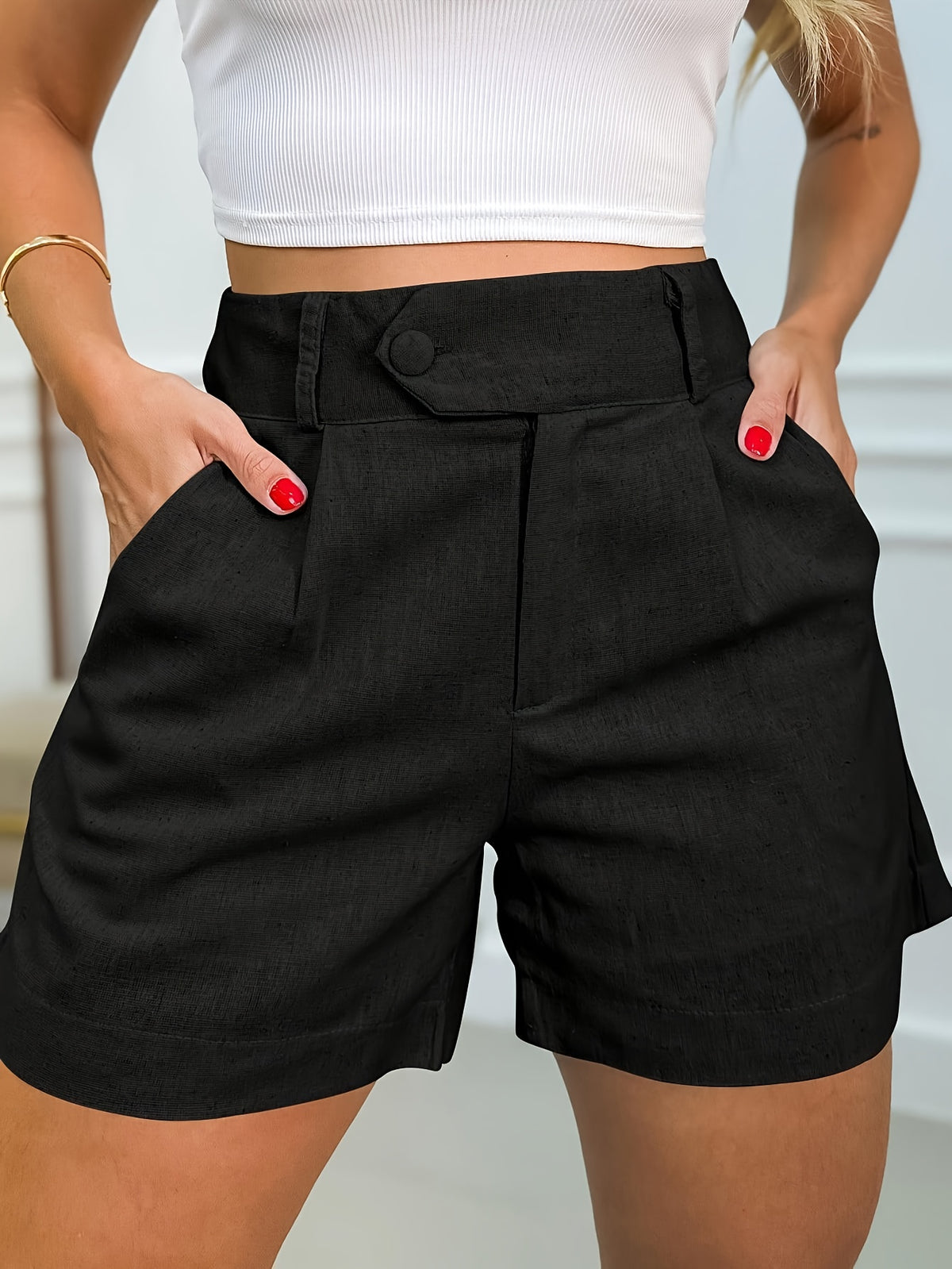 Short Alfaiataria Feminino Clássico Cintura Alta