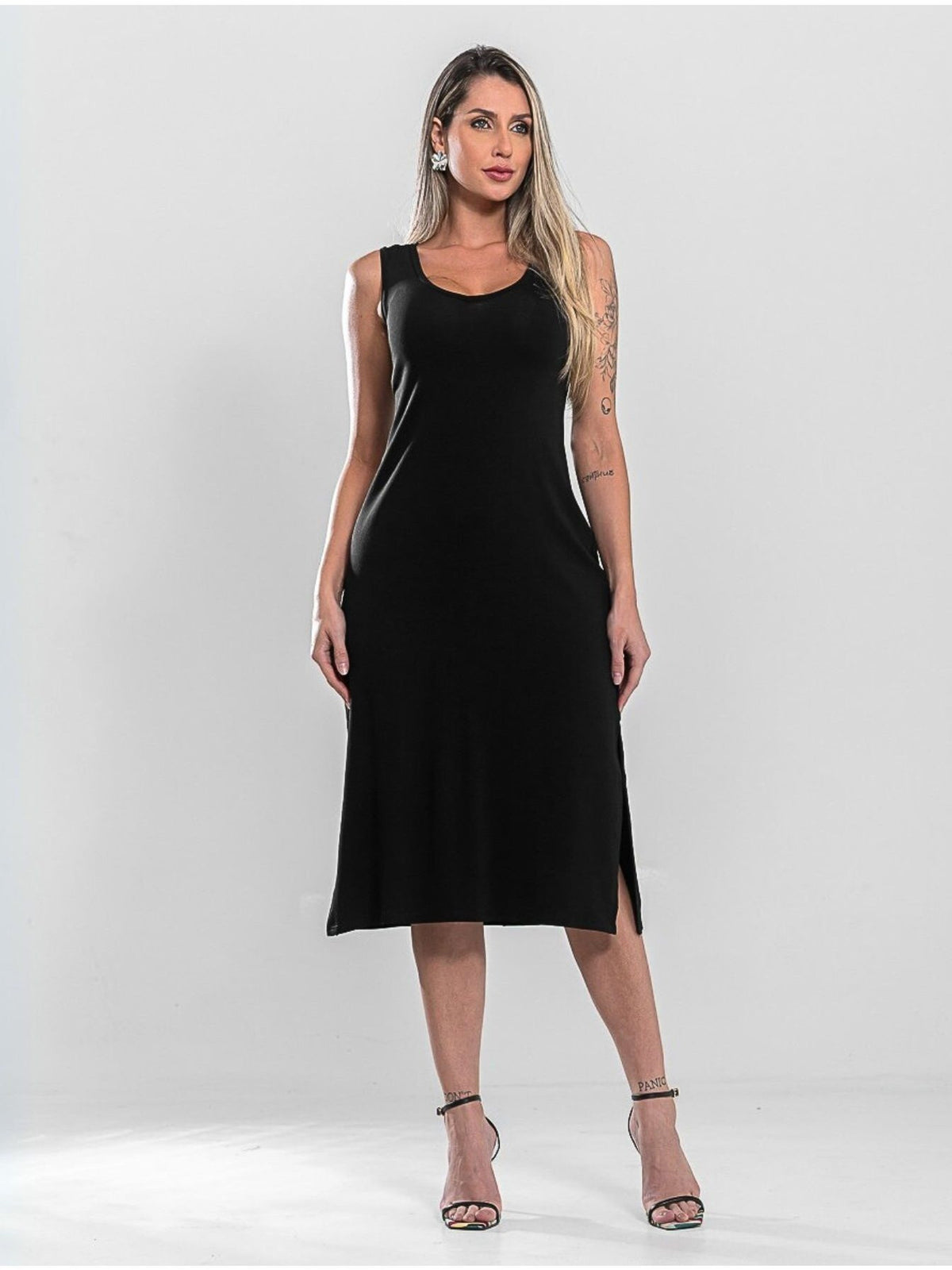 Vestido Midi Regata com Ajuste nas Costas Feminino