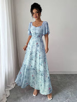 Vestido Feminino Chiffon Estampa de Borboletas Elegante