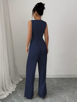 Conjunto Feminino 2 Peças Colete e Calça Pantalona Elegante