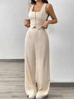 Conjunto Feminino 2 Peças Top com Botões e Calça Social