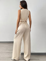 Conjunto Feminino 2 Peças Top com Botões e Calça Social