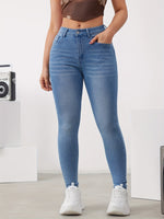 Calça Jeans Skinny Feminina Cintura Alta Alta Elasticidade