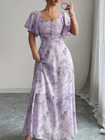 Vestido Feminino Chiffon Estampa de Borboletas Elegante