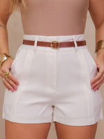 Short Alfaiataria Feminino Cintura Alta com Cinto
