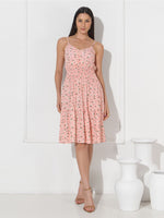 Vestido Midi Floral com Bojo e Alça Ajustável Feminino