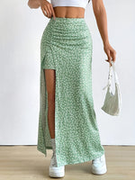 Saia Longa Floral Feminina com Fenda Lateral