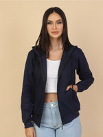 Moletom Feminino com Capuz e Zíper Casual Confortável com Bolsos