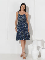Vestido Midi Floral com Bojo e Alça Ajustável Feminino
