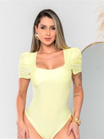 Body Feminino Manga Princesa com Decote Quadrado em Suplex