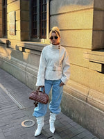 Casaco Feminino Tweed com Cinto Acinturado para Inverno