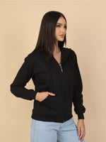 Moletom Feminino com Capuz e Zíper Casual Confortável com Bolsos