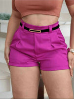 Short Feminino Alfaiataria com Cinto Cintura Alta