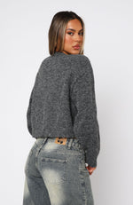 Cardigan Feminino Cropped de Tricô com Botões e Gola Redonda