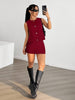 Conjunto Feminino 2 Peças com Colete e Saia Lisa