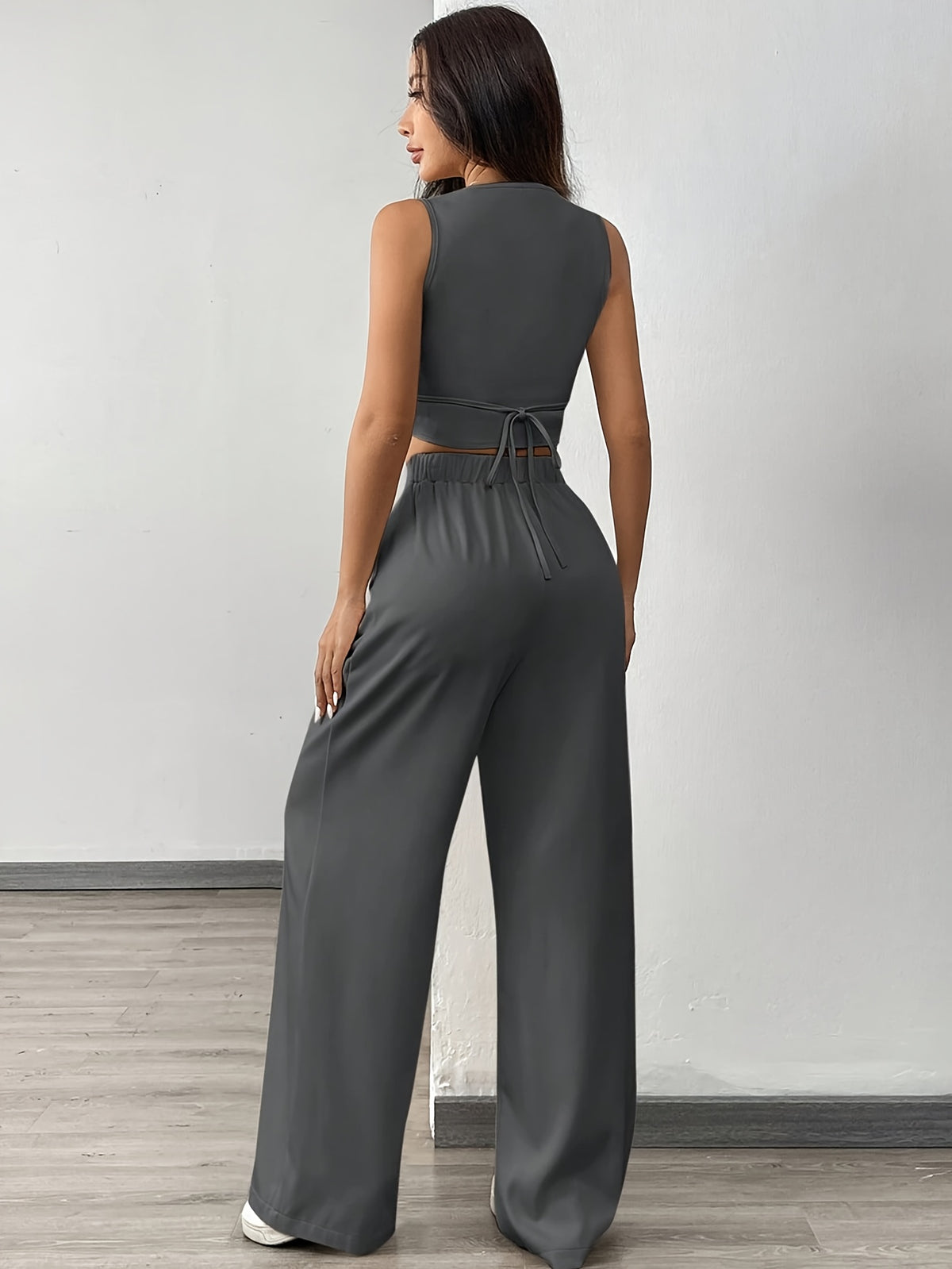 Conjunto Feminino 2 Peças Top com Botões e Calça Social