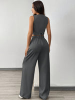 Conjunto Feminino 2 Peças Top com Botões e Calça Social