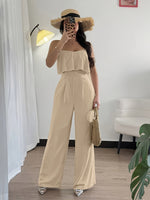 Macacão Feminino Elegante de Perna Larga com Cintura Marcada
