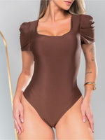 Body Feminino Manga Princesa com Decote Quadrado em Suplex