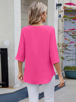 Blusa Feminina Chiffon Manga 3/4 Soltinha Elegante