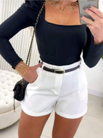 Short Feminino Alfaiataria com Cinto Cintura Alta