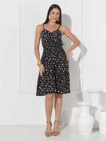 Vestido Midi Floral com Bojo e Alça Ajustável Feminino