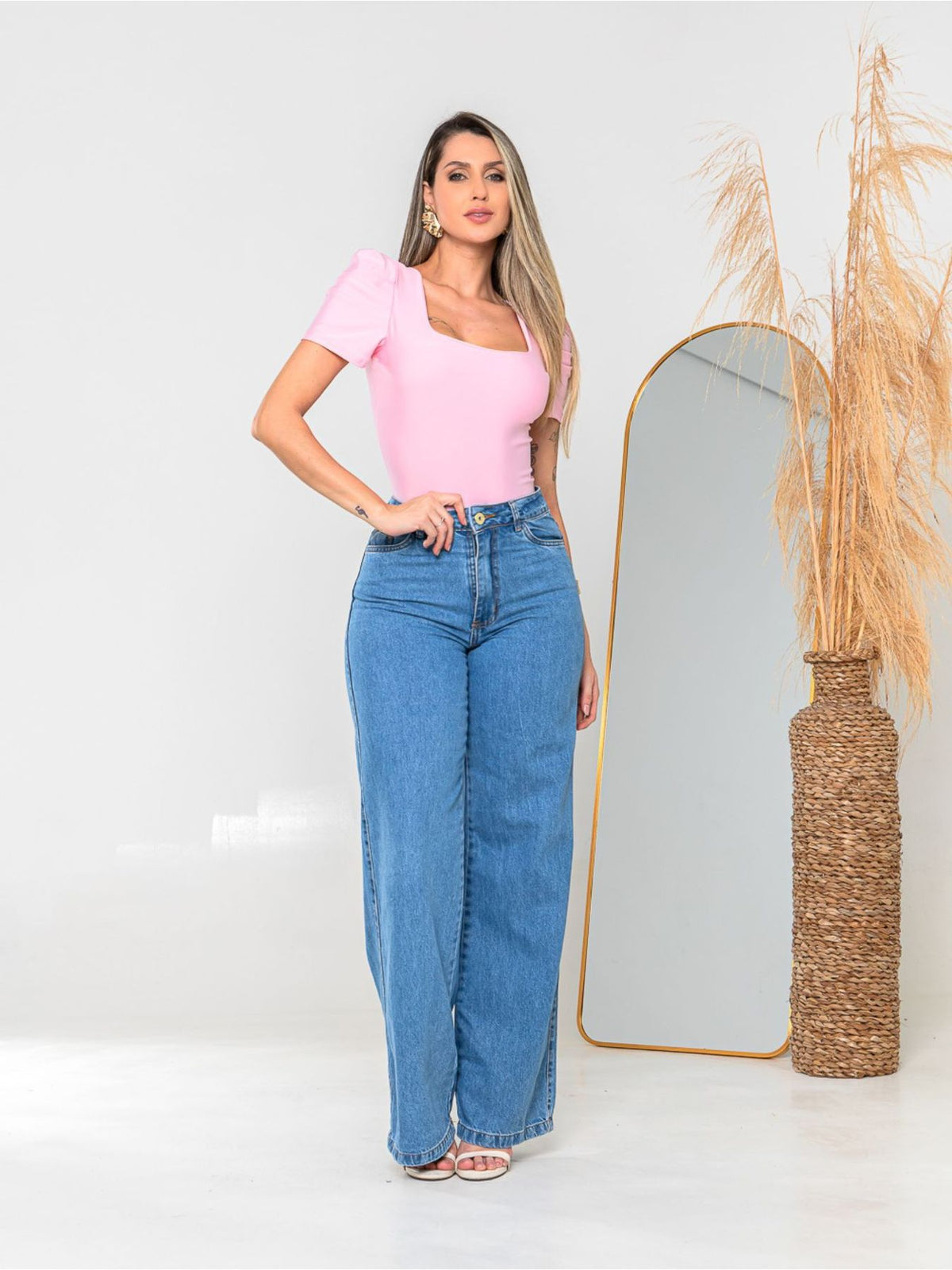 Body Feminino Manga Princesa com Decote Quadrado em Suplex