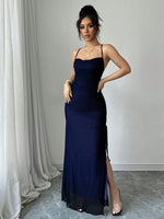Vestido Longo Elegante com Costas Cruzadas e Alças Finas