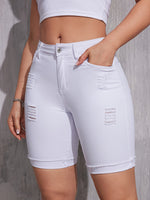 Bermuda Jeans Feminina Branca Cintura Alta