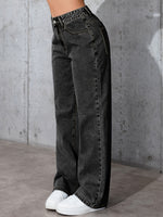 Calça Jeans Feminina Cintura Alta Corte Reto Elegante