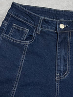 Calça Jeans Feminina Wide Leg Cintura Alta Azul Escuro