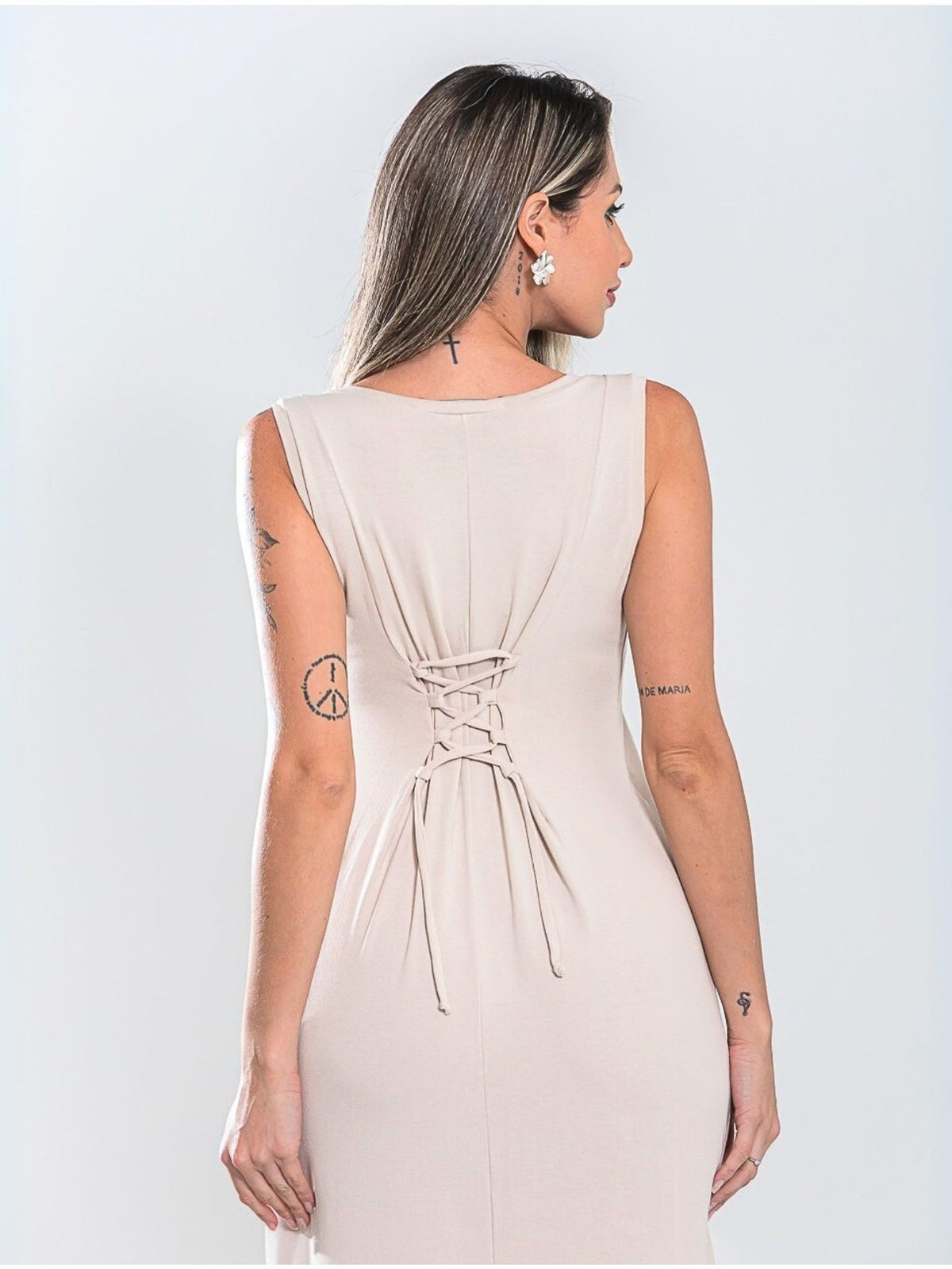Vestido Midi Regata com Ajuste nas Costas Feminino